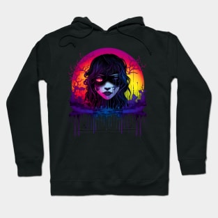 Cool Dark Goth Female Neon Colors Rave Design Hoodie